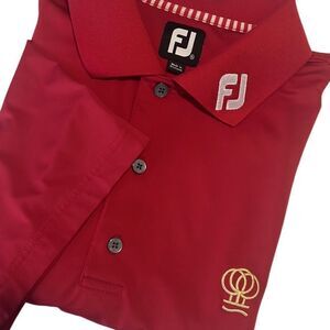 FootJoy Red Short Sleeve Collar Pullover Golf Shirt Top Size XL